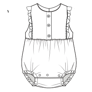 Patron ropa, Fashion sewing pattern, molde confeccion, patronesymoldes.com One piece 8055 BABIES One-Piece